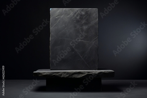 Black stone podium for product display