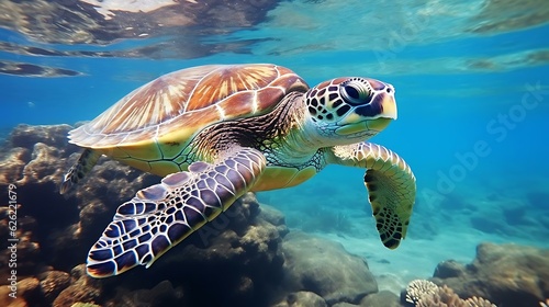 a turtle swimming in the water