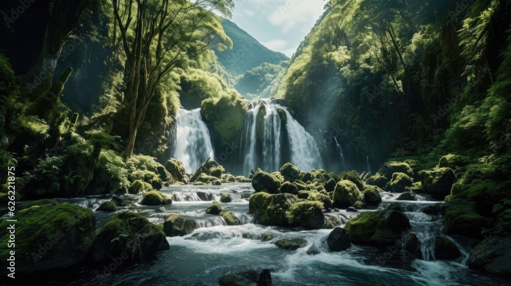 Fototapeta premium Amazing beautifull waterfall. Generative AI
