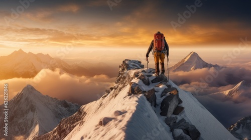 A man on top of a mountain looking at view. © Fly Frames