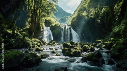 Amazing beautifull waterfall. Generative AI