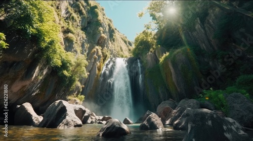 Amazing beautifull waterfall. Generative AI