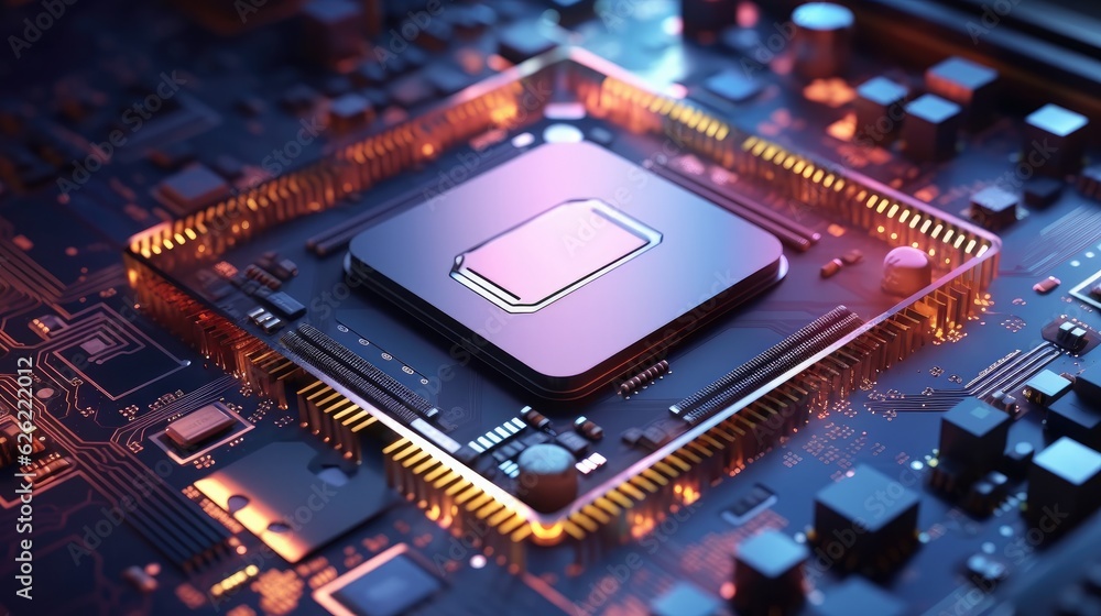 AI microprocessor on motherboard computer circuit AI microprocessor on motherboard computer circuit