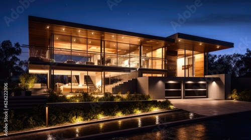 Architecture modern design, beautiful luxury house . Generative AI © Fly Frames