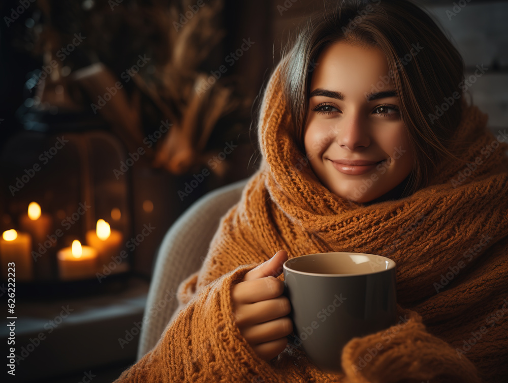 Woman holding a cup of coffee. Drink morning. A girl in a cozy house drinks a hot drink. Woman holding a cup of coffee. Drink morning. A girl in a cozy house drinks a hot drink.
