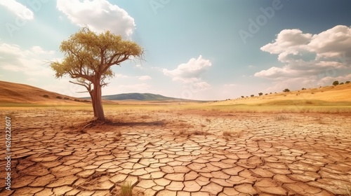 Climate Change Landscape of drought land. Generative AI