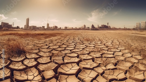 Climate Change Landscape of drought land. Generative AI