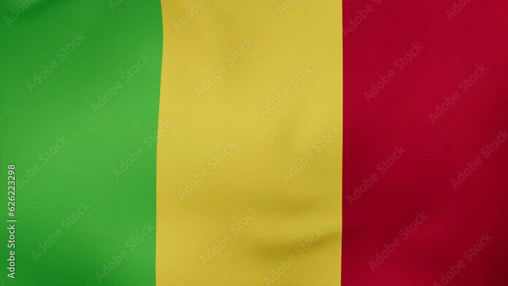 Mali fabric flag also Taliban flag - calm swaying in the wind, looped endless cycled video, completely full screen covers flag background Mali fabric flag also Taliban flag - calm swaying in the wind, looped endless cycled video, completely full screen covers flag background