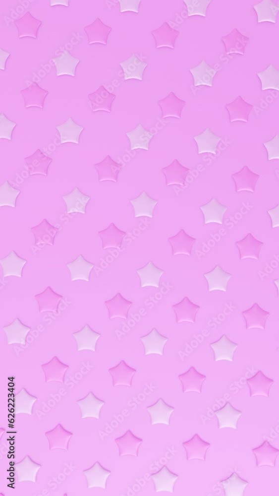 Vertical pink and white glossy cartoon stars loop animation background Vertical pink and white glossy cartoon stars loop animation background