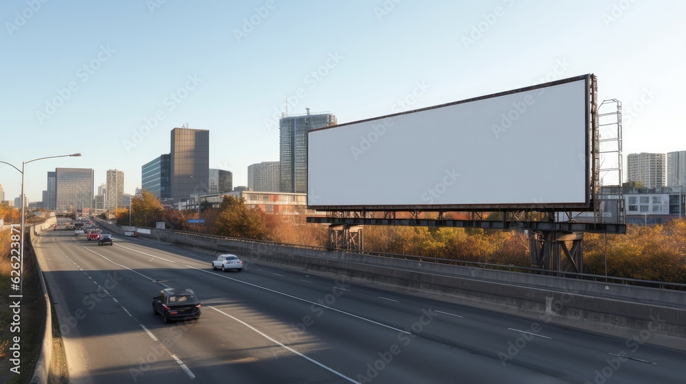 Empty billboard near highway