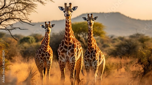 a group of giraffes in a field
