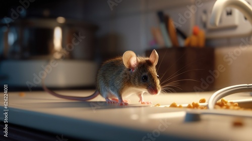 Mouse on modern kitchen floor © Fly Frames