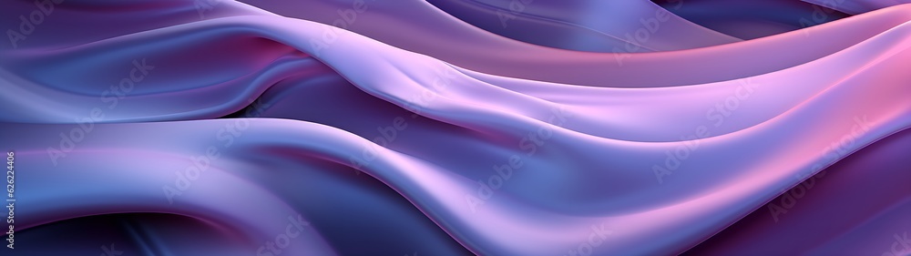 Futuristic Elegance - Abstract 3D Wave with Bright Silver and Purple Gradient Silk Fabric, Web Banner Futuristic Elegance - Abstract 3D Wave with Bright Silver and Purple Gradient Silk Fabric, Web Banner