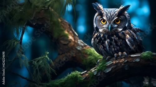 an owl on a branch © KWY