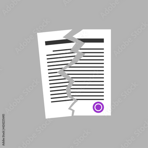 Broken contract isolated. concept of breaking marriage contract