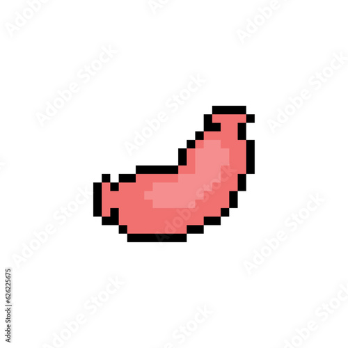 Sausage pixel art icon isolated. 8 bit food sign. pixelated Symbol for mobile application