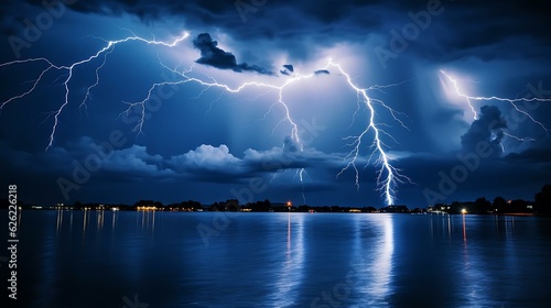 lightning striking a body of water