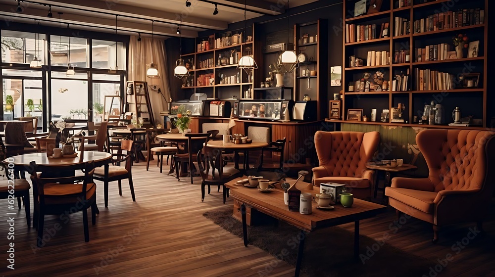 Obraz premium a room with tables and chairs