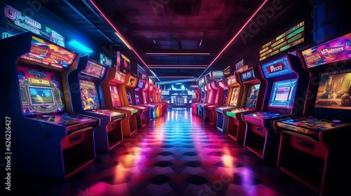 a row of arcade games