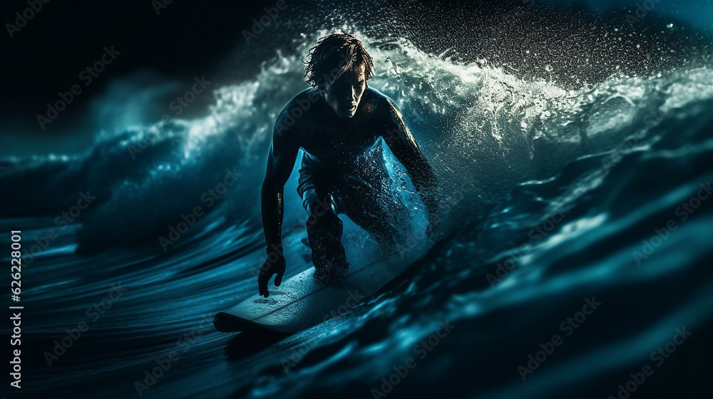 Fototapeta premium Surfer schafft die perfekte Welle KI