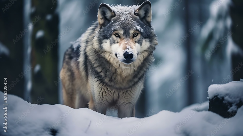 Fototapeta premium a wolf in the snow