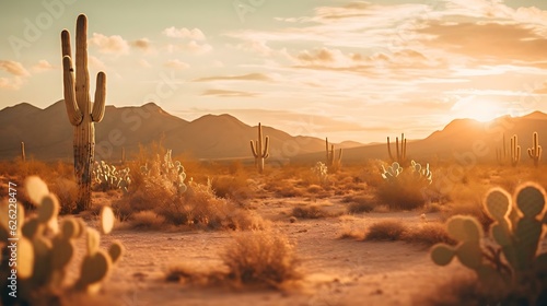 Print op canvas a desert landscape with cactus