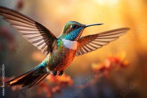 Hummingbird Flying Outdoors.