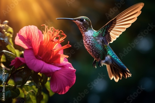 Hummingbird Flying Outdoors.