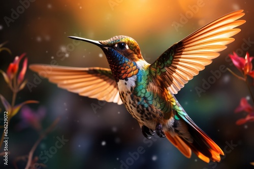 Hummingbird Flying Outdoors. © Luisa