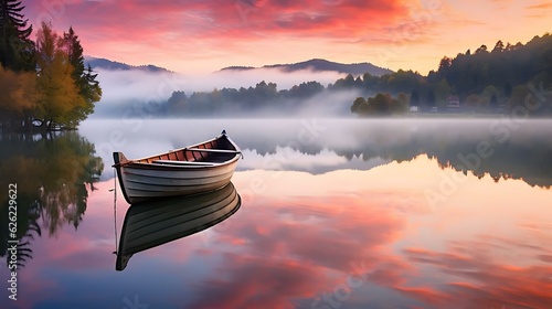 a boat on a calm lake