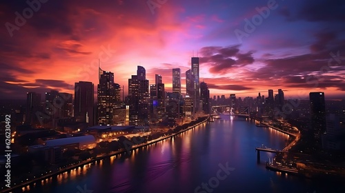 a city skyline at sunset © KWY