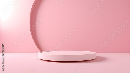 Minimal Studio Background in light pink Colors. Modern Podium for Product Presentation 