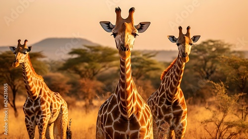 a group of giraffes in a field © KWY