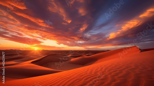 a large sand dune with a sunset