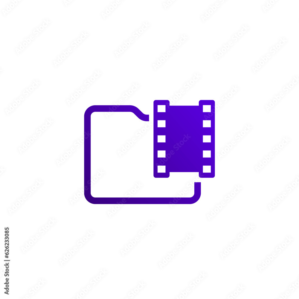 folder with video icon, vector pictogram folder with video icon, vector pictogram