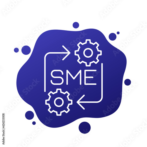 SME icon with gears, line vector design