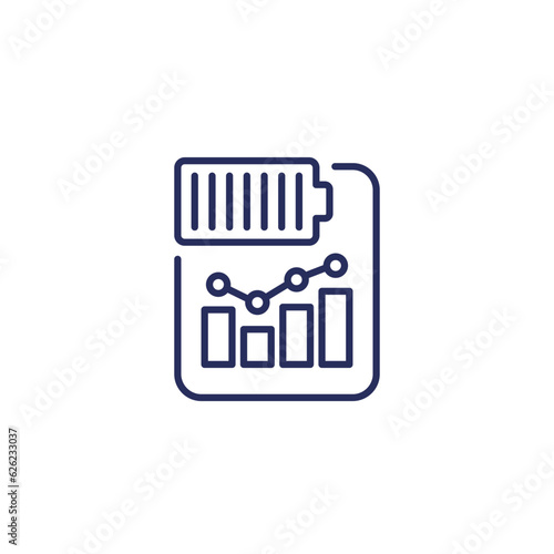 battery performance icon, line vector