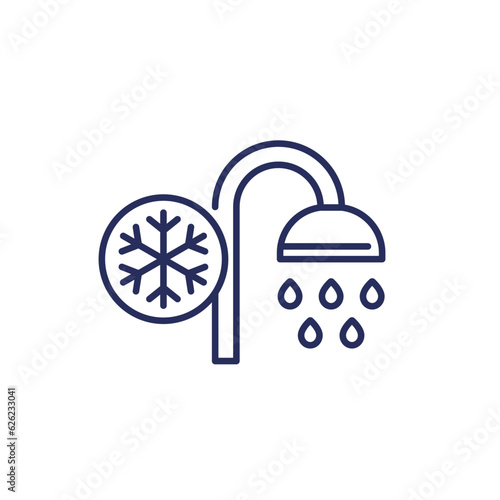 cold shower line icon on white