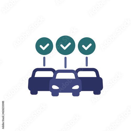 car fleet icon on white, flat vector