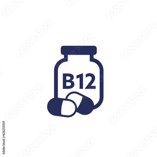 B12 vitamin icon with a bottle