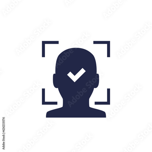 facial recognition icon, biometric face scanning vector pictogram