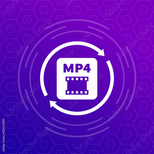convert to mp4 file icon, vector