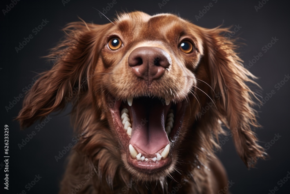 Happy dog with an open mouth.
