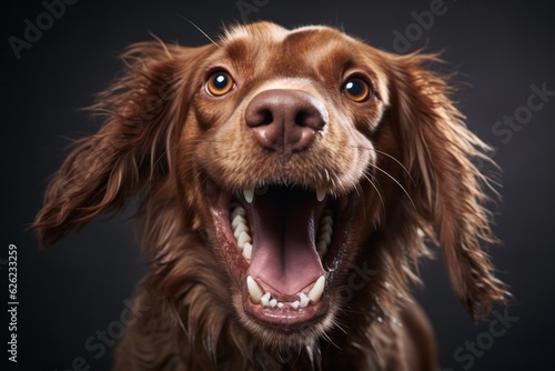 Happy dog with an open mouth.