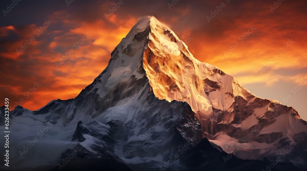 a mountain with snow