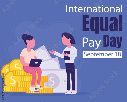 illustration vector graphic of two women are negotiating about payment, perfect for international day, international equal pay day, celebrate, greeting card, etc.
