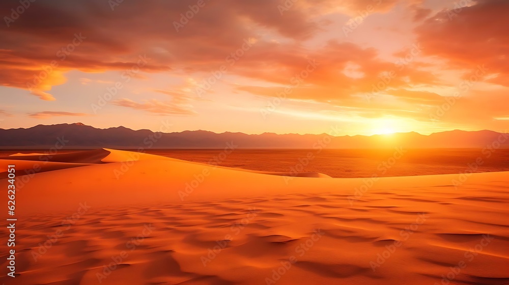 Fototapeta premium a sunset over a sandy beach