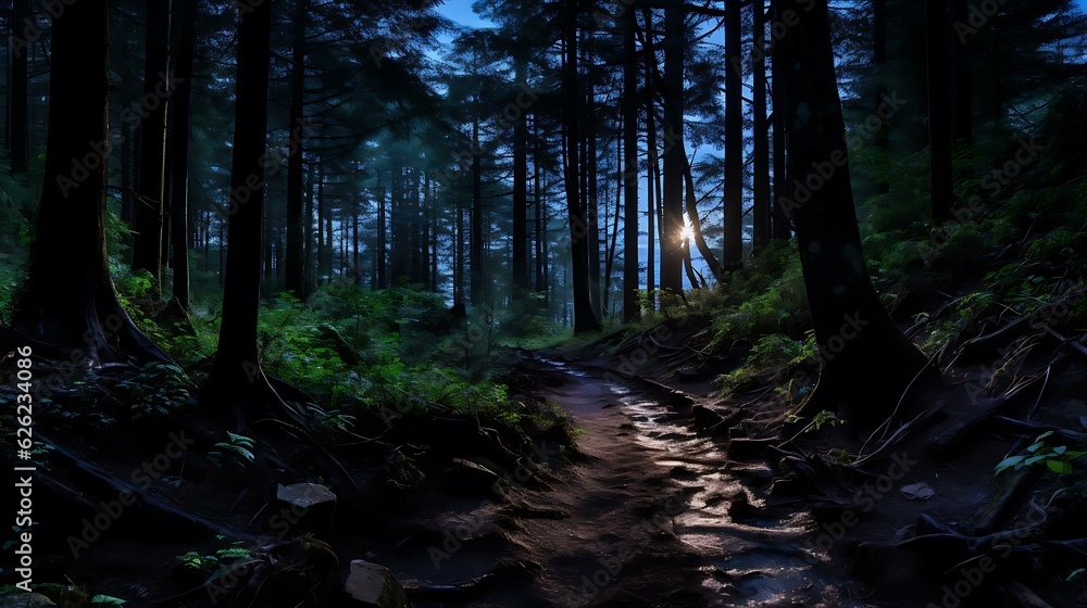 Obraz premium a dirt path in a forest