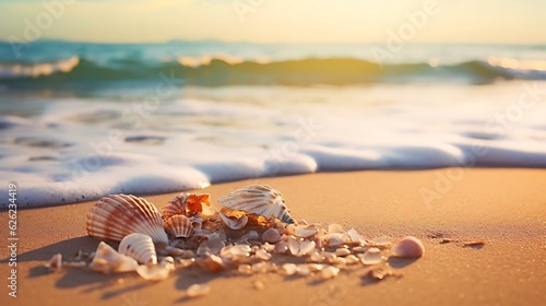 a pile of shells on a beach