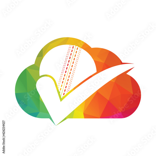 Cricket ball check vector logo design.